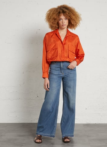 Silk shirt with classic collar MOMONI Orange